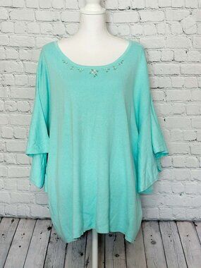 The Limited Blue Jeweled Short Sleeve Sweater NWT